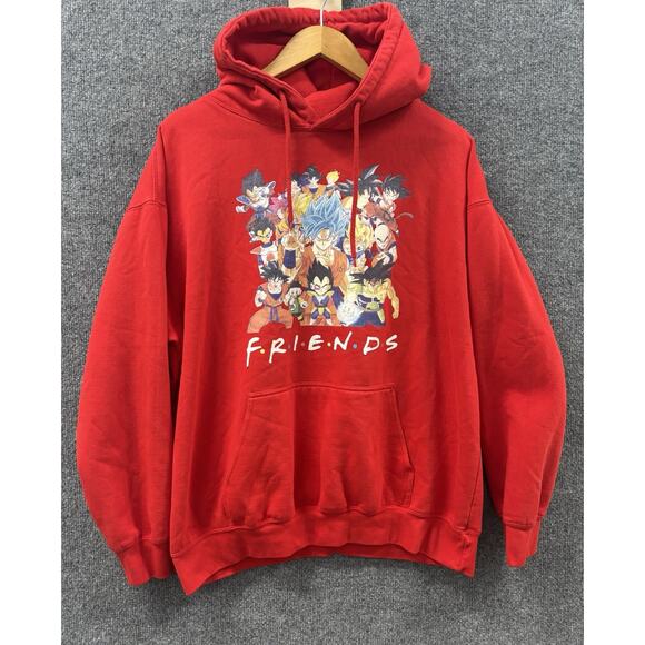 Rare Vintage Friends Dragon Ball Z Hoodie Three Layer Red Men’s Size XL - Picture 1 of 8
